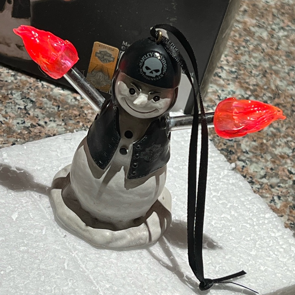 Harley Davidson Naughty Snowman Light Up Ornament